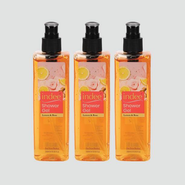 Indee Refreshing Lemon & Rose Body Wash Shower Gel for Men & Women Free from Parabens