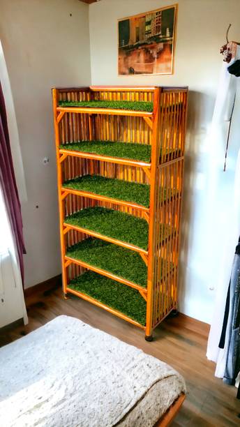 EVRA Cane Bamboo Clothes Cabinet For Utility ,Cloth ,shoe ,books Rack For Storage Engineered Wood 1 Door Wardrobe
