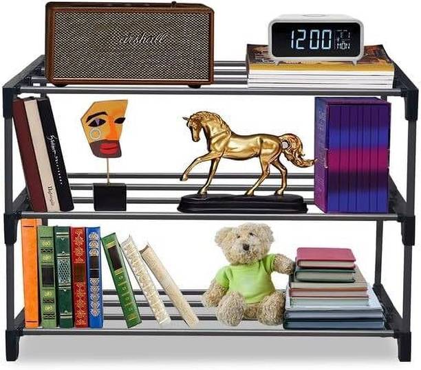 FLOVR 3 Tier Book Self Portable Book Shelf, Kids Books Racks for Home Plastic Plastic Open Book Shelf