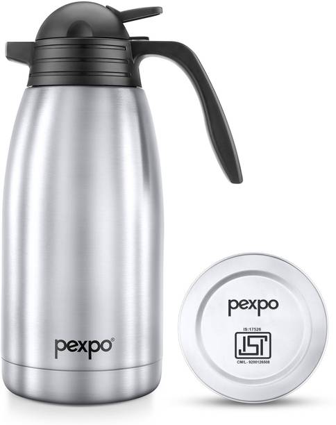 pexpo Stainless Steel Vacuum Insulated Cosmo Carafe, Hot and Cold Tea/Coffee 2000 ml Steel Flask