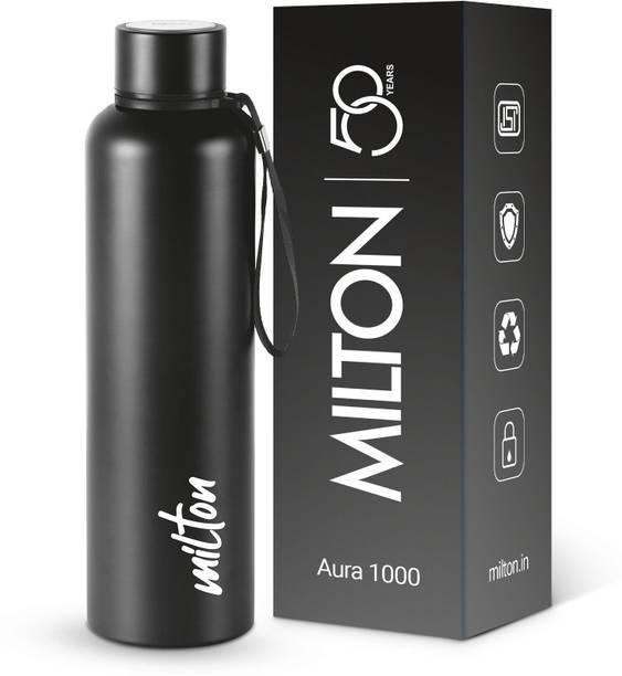 MILTON Aura 1000 Thermosteel Water Bottle, ISI Certified, 24 Hr Hot and Cold 1 L