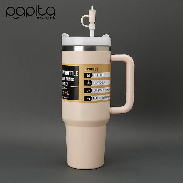 papita Tumbler for Hot and Cold Insulated Tumbler Lid StainlessSteel TumblerStraw Cream Stainless Steel Coffee Mug