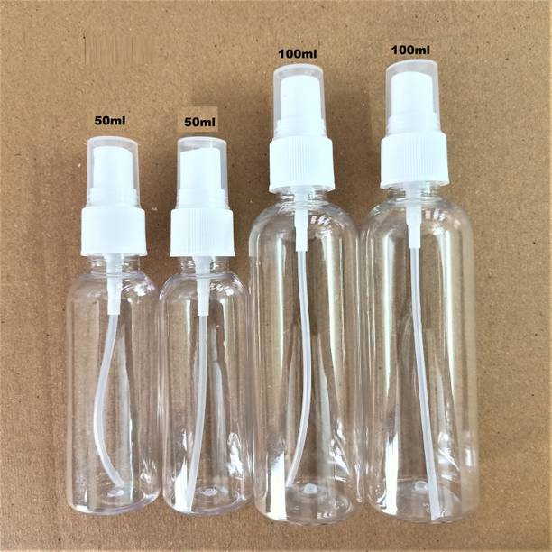 Insta cool Refillable Combo 50ml (2nos) & 100ml (2nos) Bottle White Spray-Total- 300 ml Plastic Spray Bottle