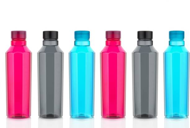 nariya NEW HEXA MULTICOLOR FRIDGE WATER BOTTLE IN 3 COLOUR PLASTIC WATER BOTTLE 1000 ml Bottle