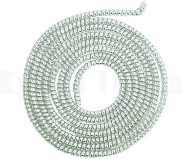 Epaal Spiral Metallic Color (2 Pcs) 1.2 Mtr Each Full Size (Silver) USB, Earphone Cable Protector