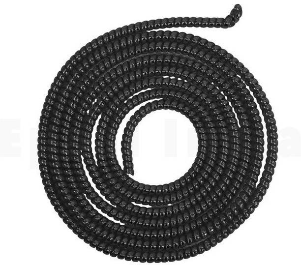 Epaal Spiral Metallic Color (2 Pcs) 1.2 Mtr Each Full Size (Black) USB, Earphone Cable Protector