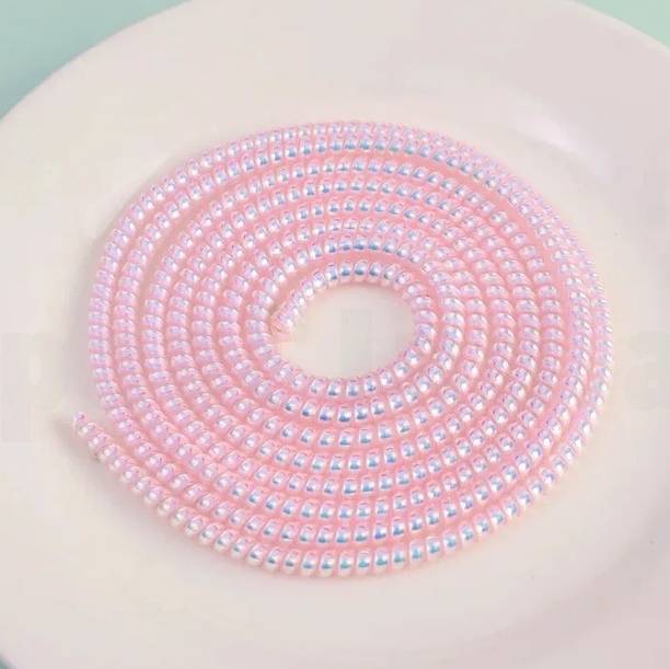Epaal Spiral Metallic Color (2 Pcs) 1.2 Mtr Each Full Size (Pink) USB, Earphone Cable Protector