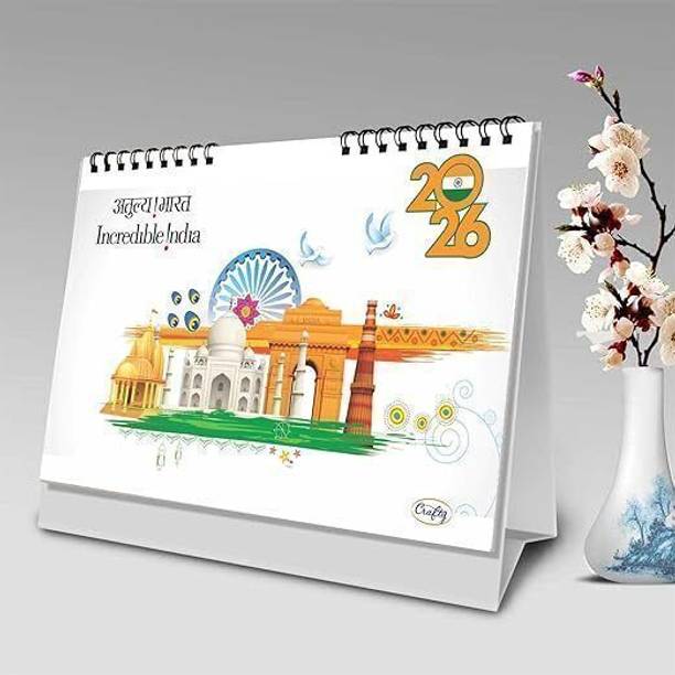Crafty INCREDIBLE INDIA Desk & Office Table Calendar 2026 with 12 Month 2026 Table Calendar