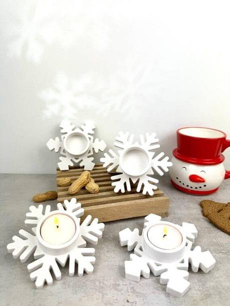 Nisha Craft Tealight Candle Holder for Home Decoration Table Decor Material - Marble dust Ceramic Candle Holder