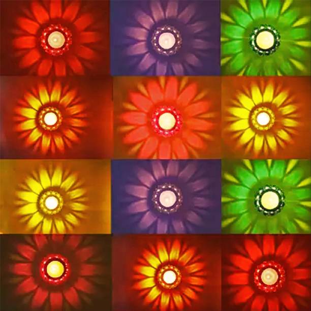 SOMUDEE 3D Shadow Reflection Floating Plastic Lamp|Decorative Diwali Diya Candle_pd2475 Plastic (Pack of 24) Table Diya Set