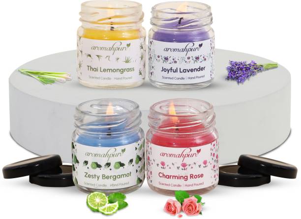 Aromahpure Scented Candle - Handcrafted|Lavender, Rose, Lemongrass, Citrus Fragrance Candle