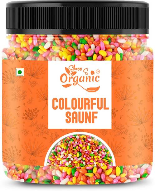 SHREE S ORGANIC Colourful Saunf – Sweet & Refreshing Fennel Seeds (250g) | Natural Digestive Aid Fennel Seeds Mouth Freshener