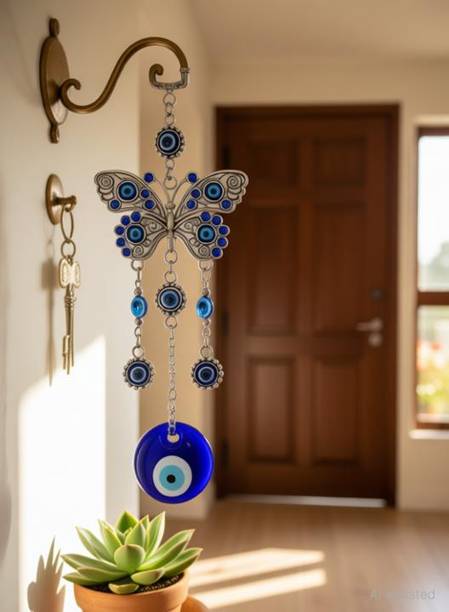 Global Reach Butterfly Evil Eye Wall Hanging - Enhance Health & Protection in Your Home Decorative Showpiece - 25 cm