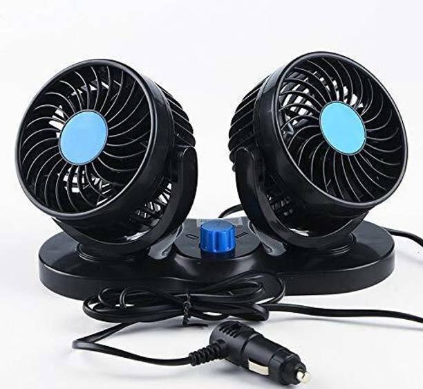 FABTEC New* Big airflow Low noise Double Headed Premium Quality Car Fan Free Adjustment of 360 degrees Horizontal and Vertical Direction With Two Speed of High & Low Level. 100% Pure Copper Motor (UNIVERSAL FOR CARs) Car Interior Fan
