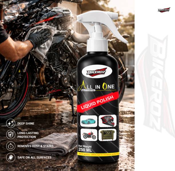 BikerOz Liquid Car Polish for Bumper, Chrome Accent, Dashboard, Exterior, Leather, Metal Parts
