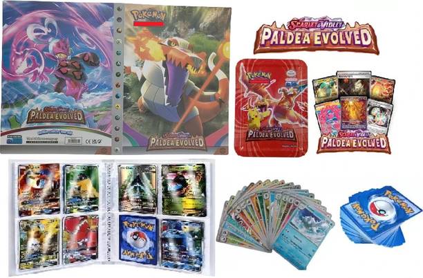 CrazyBuy Pokemon Crad Binder Album With Scarlet & Violet Paldea Evolved Tin Box For Kids