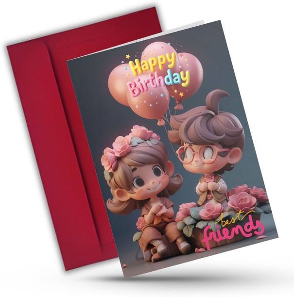 AanyaCentric 5.8x8.3inch Best Friend Birthday Gift Card for BFF Bestie Envelope Greeting Card