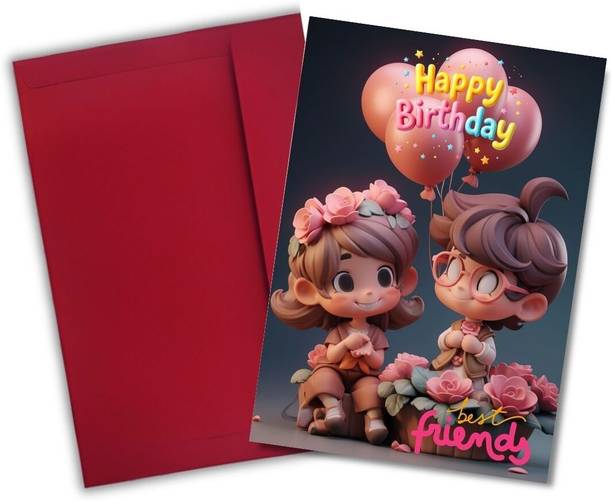 AanyaCentric 8.3x11.7inch Best Friend Birthday Gift Card for BFF Bestie Envelope Greeting Card