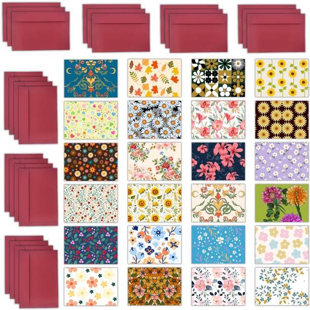 आन्यासेंत्रिक Designer Printed Blank Inside 2.9x4.1inches A7 Size with Envelopes ग्रीटिंग कार्ड