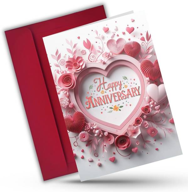 AanyaCentric Anniversary Printed Card with Envelope 5.8x8.3 inch Romantic Gift Greeting Card