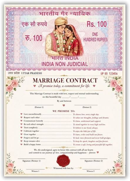 AanyaCentric Marriage Agreement 8.3x11.7inch Contract Self Fill-In Greeting Card