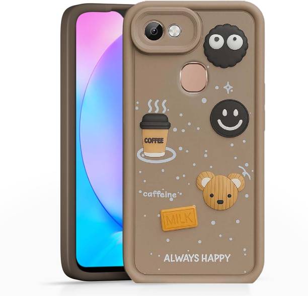 BINTAGE Back Cover for Vivo 1803 / Vivo_Y81 | Smile Taddy |3D Ball Bear |Milk cake |Coffee Case