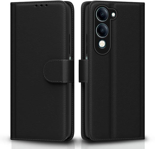 STARFLIP Flip Cover for Vivo Y19e/Y04 4G/Y29s 5G Leather Finish|TPU with Card Pockets|Wallet Stand & Shock Proof