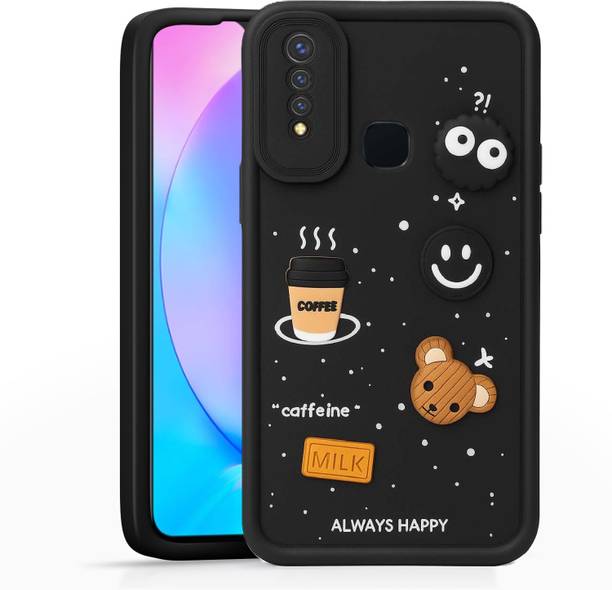 BINTAGE Back Cover for Vivo U20 | Smile Taddy |3D Ball Bear |Milk cake |Coffee Case