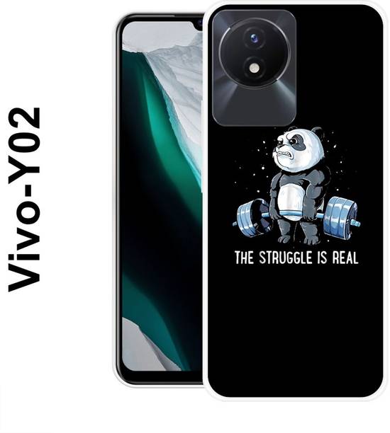 MOBIFLY Back Cover for Vivo Y02, Struggle, Panda, GYM, Bear, Funky, 537