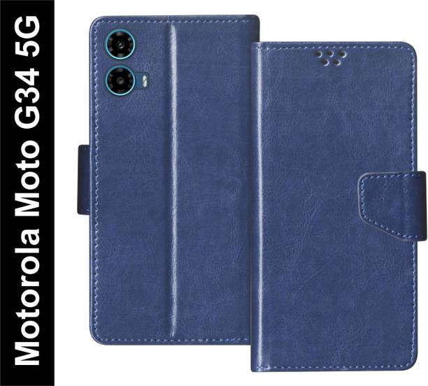 SBMS Motorola Moto G34 5G with Magnatic Closure | Inbuilt Stand | Card & Money Pocket के लिए