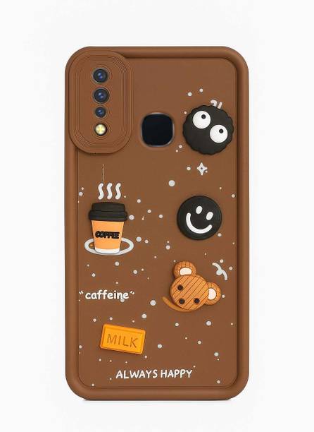 BINTAGE Back Cover for Vivo 1921 / Vivo_U20 | Smile Taddy |3D Ball Bear |Milk cake |Coffee Case