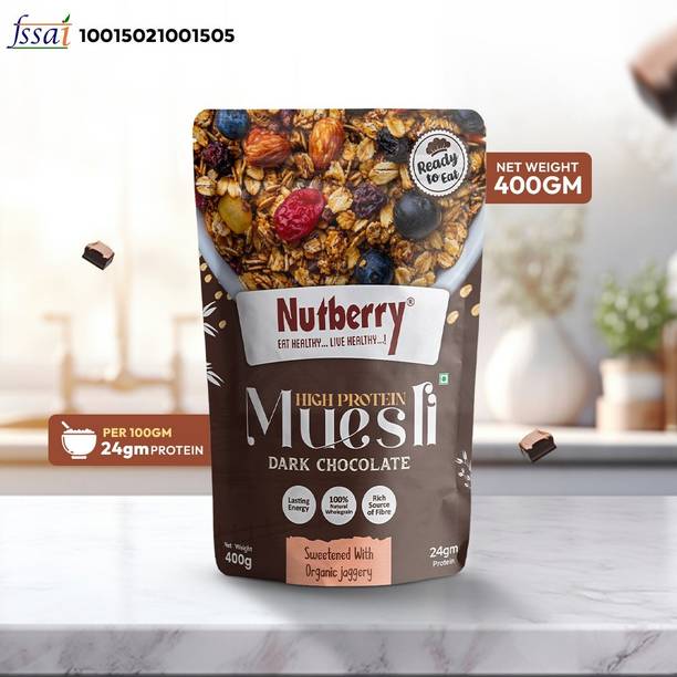 Nutberry by NUTBERRY High Protein Muesli, Dark Chocolate 400gm Pouch