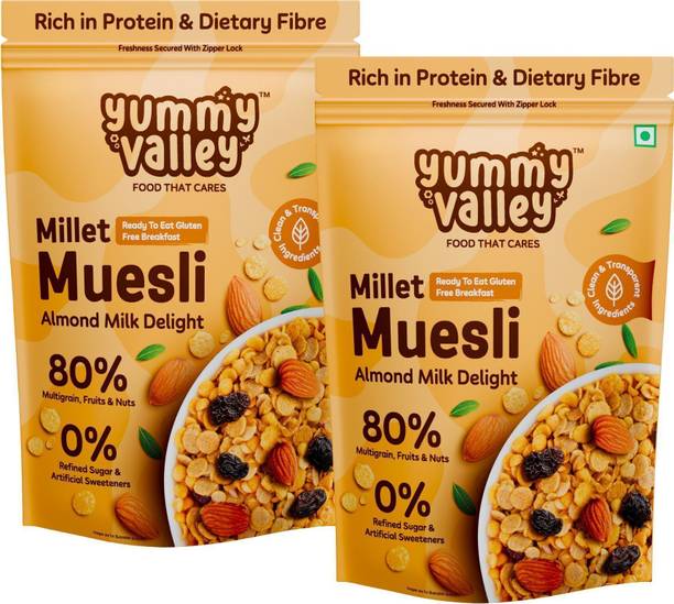 Yummy Valley Millet Muesli – Almond Milk Delight | Gluten Free | Breakfast Cereal Pouch