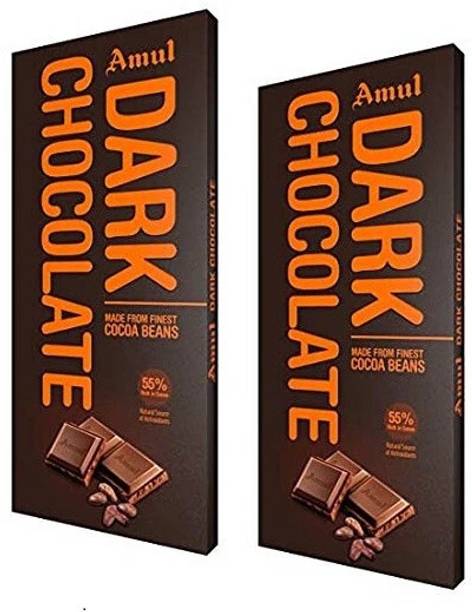 Amul DARK CHOCOLATE 55% RICH IN COCOA BEANS NATURAL SOURCE - Bar