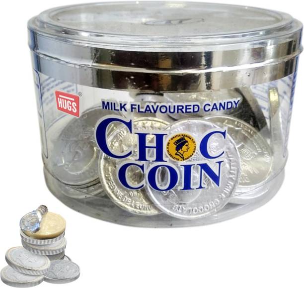 HUGS White Chocolate Coins Jar - Silver Coins Chocolate Gift Pack | Tasty Chocolaty Fudge