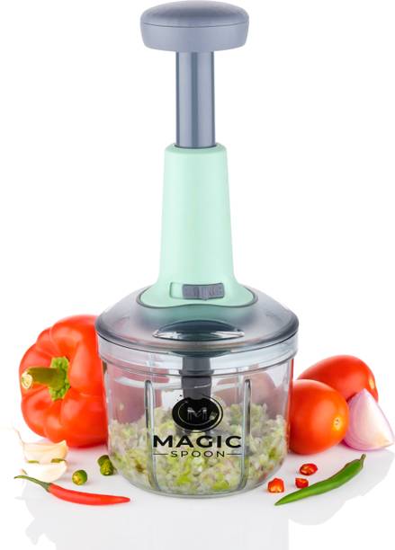 MAGICSPOON Chopper, Push Chopper, Onion Chopper, Vegetable Chopper (Teal, 900ml. 4 Blades) सब्जी और फल