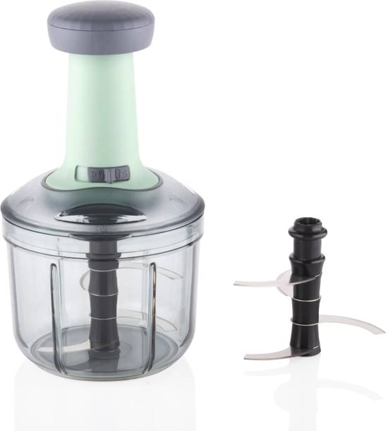 MAGICSPOON Chopper, Push Chopper, Onion Chopper, Vegetable Chopper (Teal, 900ml. 4 Blades) सब्जी और फल