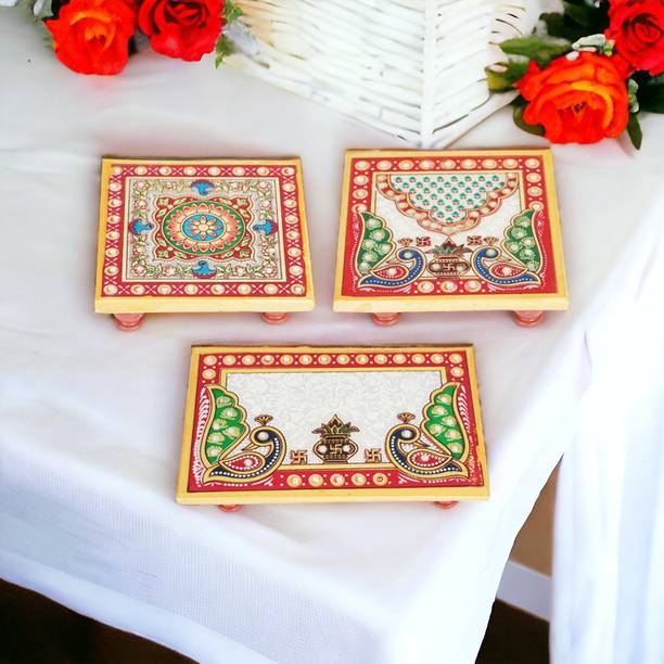 RUSHVILLE all purpose marble pooja choWKI /GOD AASAN Marble All Purpose Chowki