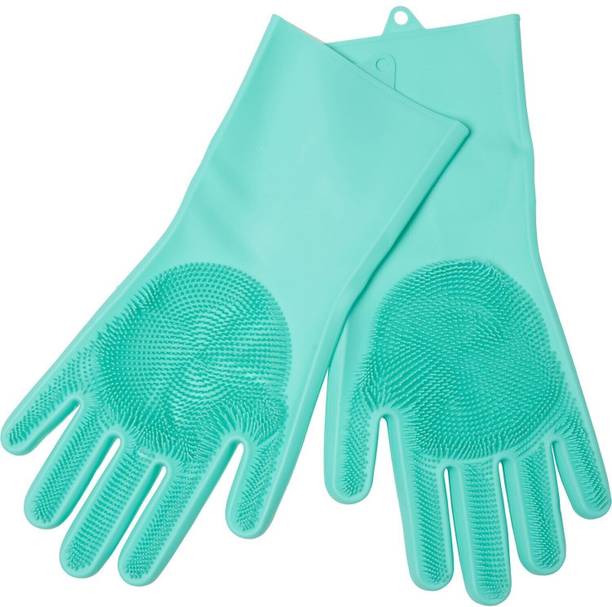 SKEPTIK Silicone Scrubbing Gloves, Non-Slip, Dishwashing and Pet Grooming, Magic Latex Gloves for Household Cleaning Great for Protecting Hands in Dish Washing Wet and Dry Glove