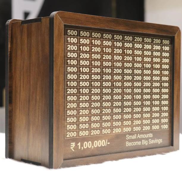 Swati Wooden Money Saving Box | Counting target money box | Coin box for saving Coin Bank