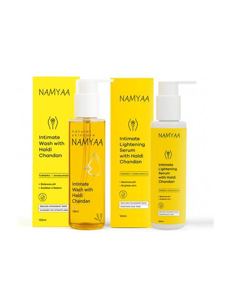 Namyaa Haldi Chandan Intimate Glow Kit - For Dark Intimate Area | Serum 100ml & Wash 100ml