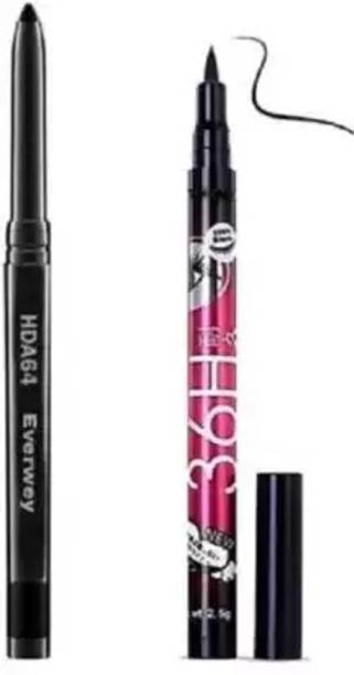 Huemic Long Lasting Kajal & waterproof liquid eye liner 36 hours stay 5 g