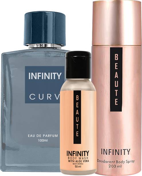 INFINITY Curv EDP Perfume 100ml, Beaute Deo Body Spray 200ml, Beaute Body Wash 50ml