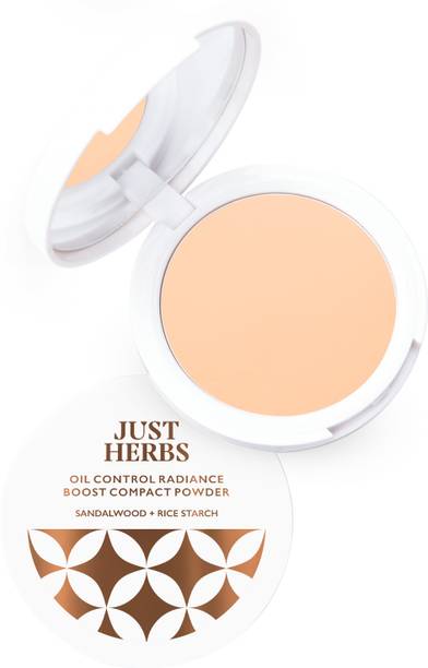 Just Herbs Oil Control Radiance Boost Compact Powder With Sandalwood For All Skin Types Compact