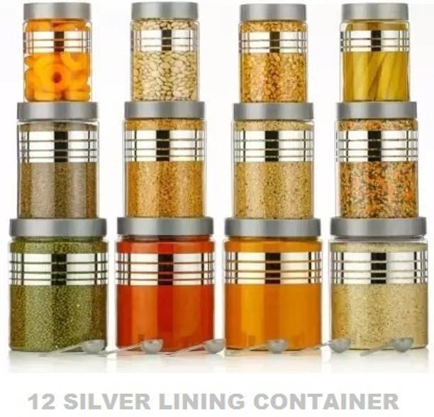 Serenity NEW DESIGNED PLASTIC CONTAINER WITH SILVER LINING AND 12 SPOONS  - 1200 ml, 650 ml, 350 ml