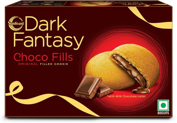 Sunfeast Dark Fantasy Choco Fills, Original Filled Cookies with Choco Creme|Perfect Snack Cream Filled Biscuit