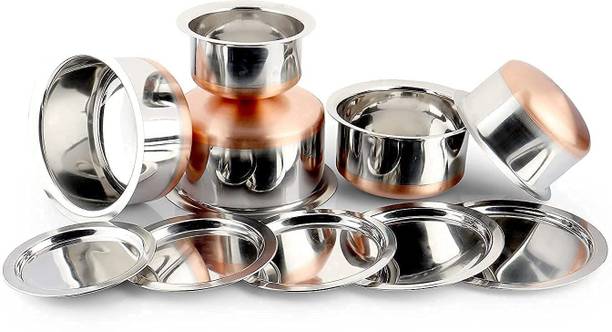 RBGIIT Copper Bottom Kitchen Serving Cooking Bowl biryani, rice Handi/Pot/Patila Cookware Set