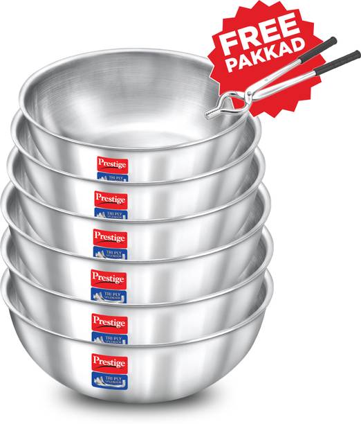 Prestige Tri ply Tasla Kadai Set with free Pakkad इंडक्शन बॉटम कुकवेयर सेट