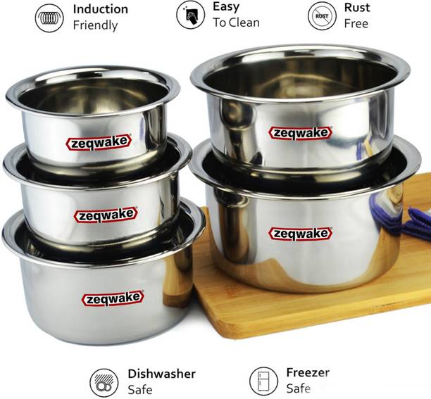 ZeqWake Tope Set, Cookware Set ,Steel Tope Set,Stainless Steel Tope Set ( 5 Pcs ) Induction Bottom Cookware Set