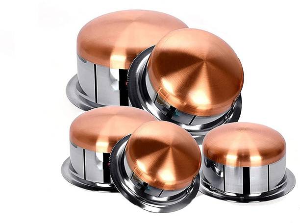 RBGIIT Copper Bottom Kitchen Serving Cooking Bowl biryani, rice Handi/Pot/Patila Cookware Set